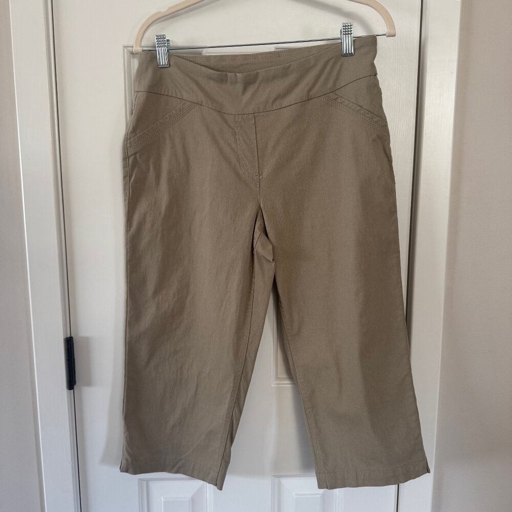 Westbound Petites Womens Cropped Khaki Pull On Pants Size 10P